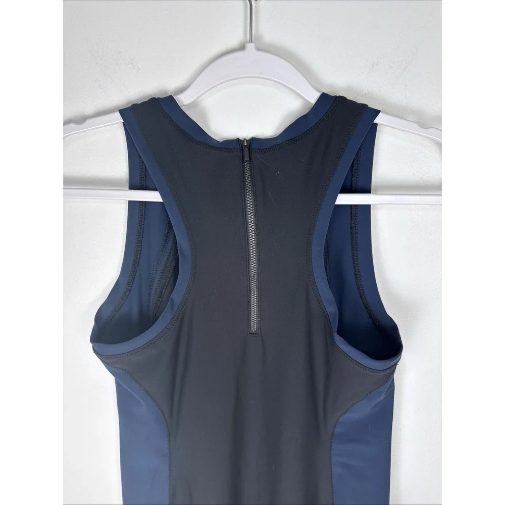 Athleta Stellar En Route Sleeveless Black Blue Colorblock Dress Size S Bodycon
